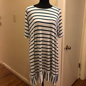 Agnes & Dora ruffle bottom striped shirt 2xl